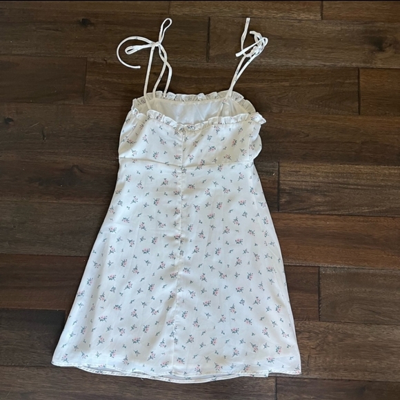 Lulu's White Floral Tie Strap Summer Dress - Picture 2 of 3
